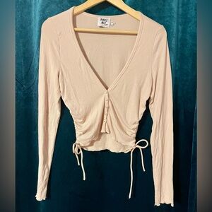 Princess Polly Cream Long Sleeve Blouse